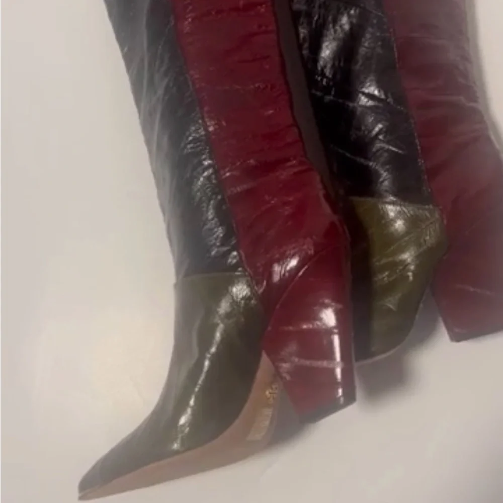 Tory Burch Lila Eel Skin Western Boot Size 10